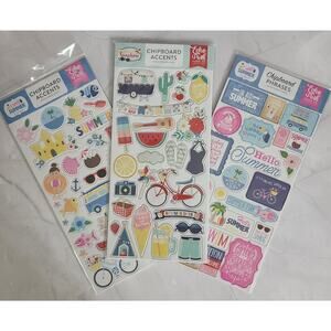 Echo Park Chipboard Summertime Accents & Phrases Ephemera Die Cuts 3 pks